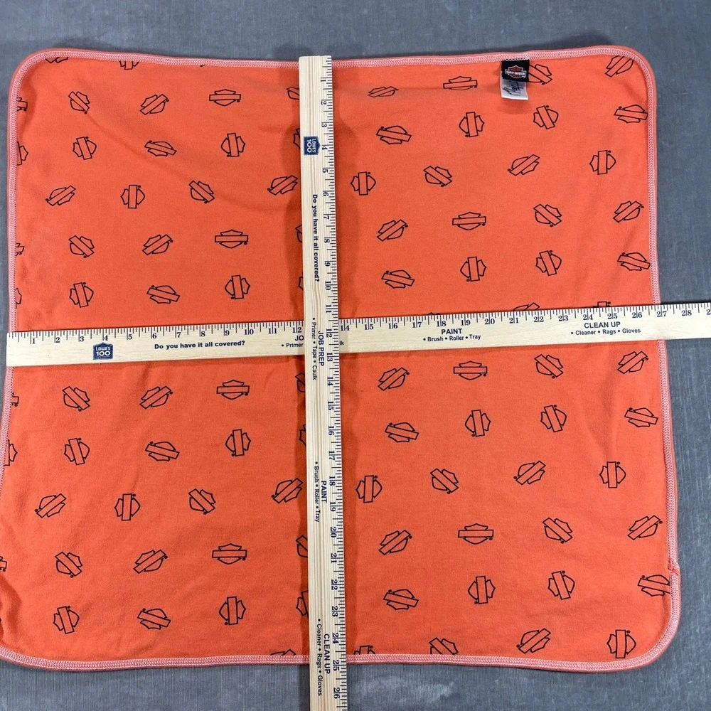 Harley Davidson Baby Blanket Toddler Orange All Over Logo Print‎